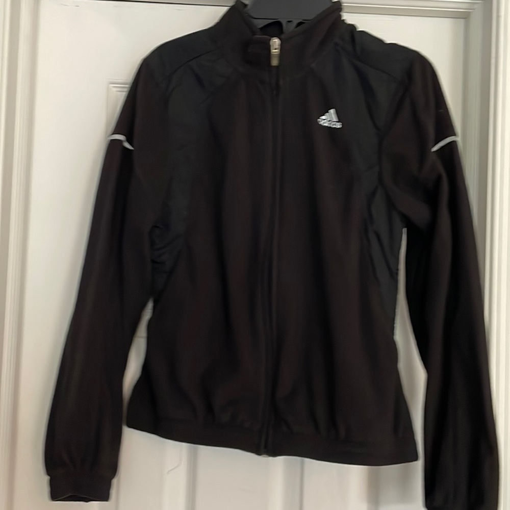 Black Adidas fleece jacket. Size L.